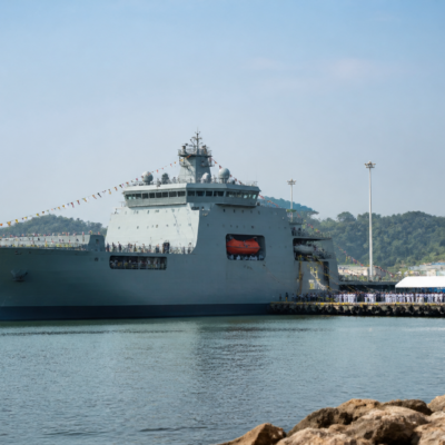 Samarthak warship commissioned at the Indian Navy base in Karwar