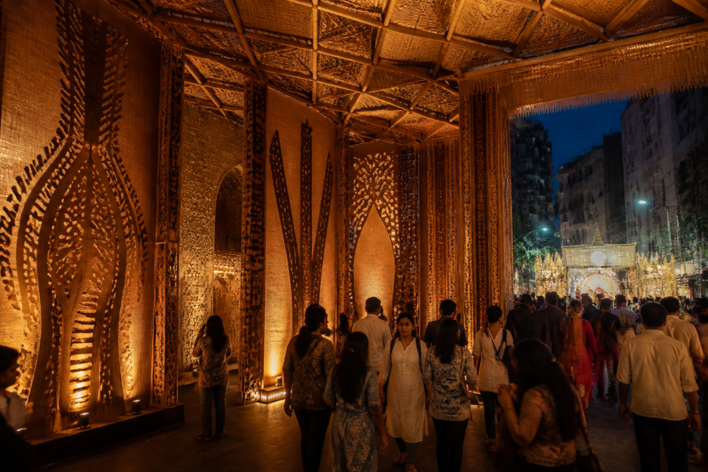Kolkata Durga Puja pandal inspired by the Ramnami community and its tradition of sacred body tattoos
