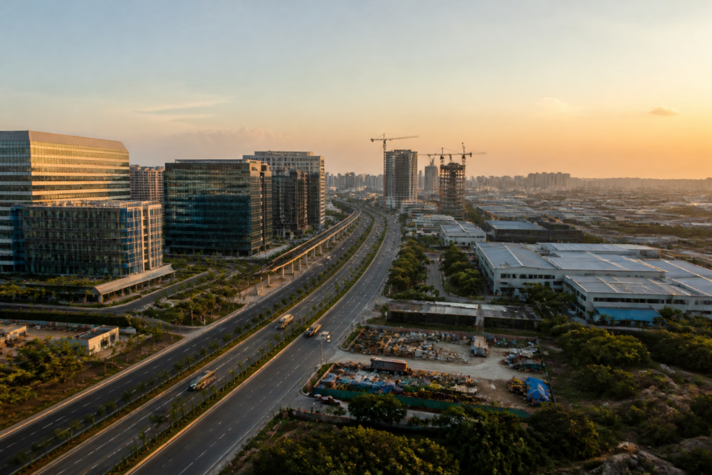 Hyderabad Bengaluru partnership represented by Hyderabad’s expanding technology and industrial skyline