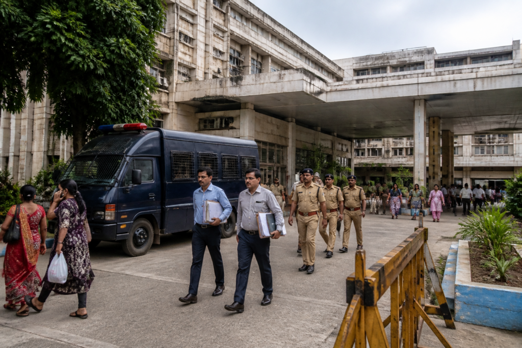 NIMS corruption case involving an official being taken to Chanchalguda prison in Hyderabad