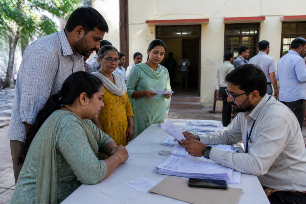 Maharashtra electoral roll revision notice at a voter assistance desk