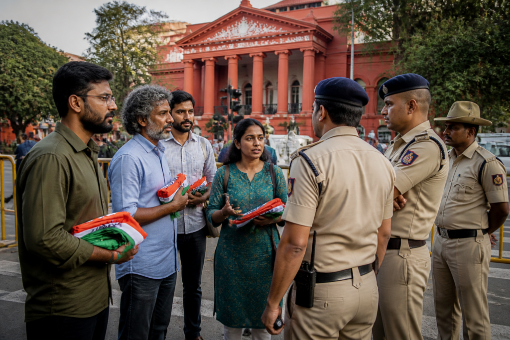 Bengaluru protest venue near Town Hall, linked to the Tiranga March permission dispute