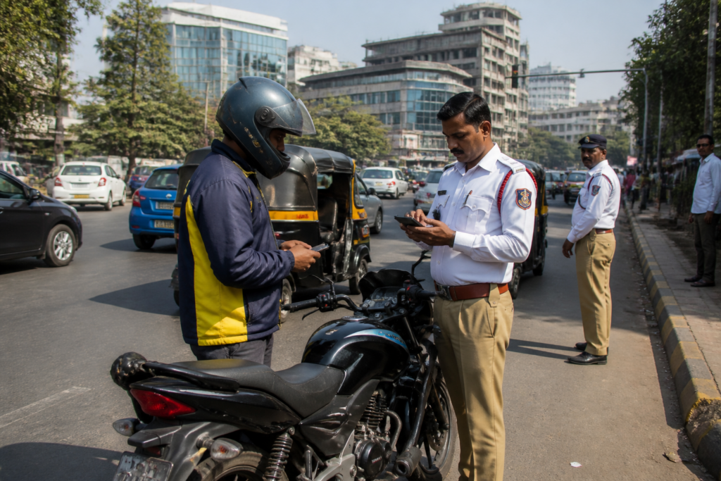Pune bike taxis and urban traffic near a city road