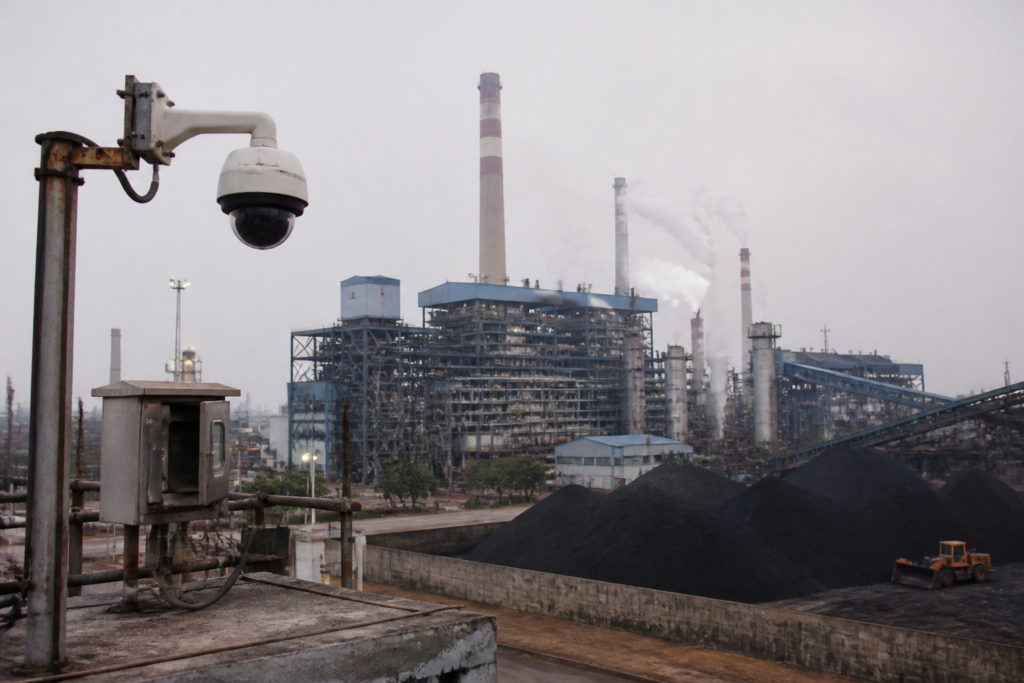 Delhi-NCR PTZ cameras monitoring an industrial emissions facility