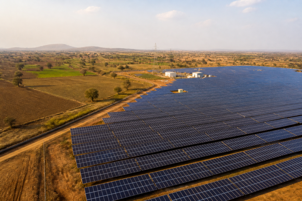 72MW solar projects in Maharashtra across a ground-mounted solar farm