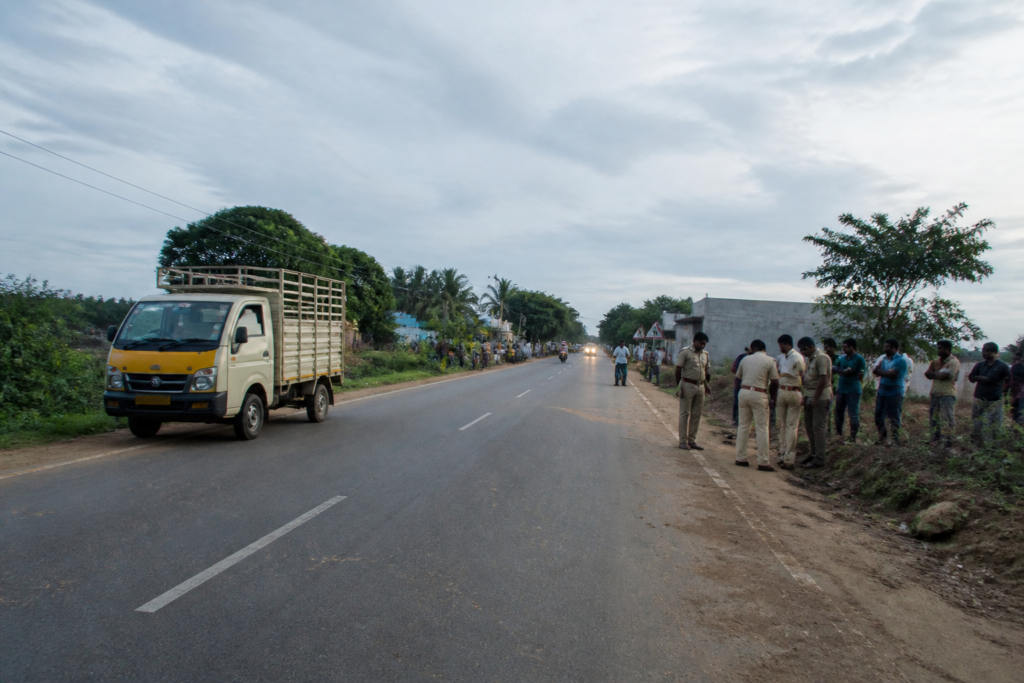 Balemla road accident scene on a rural Telangana road near Suryapet