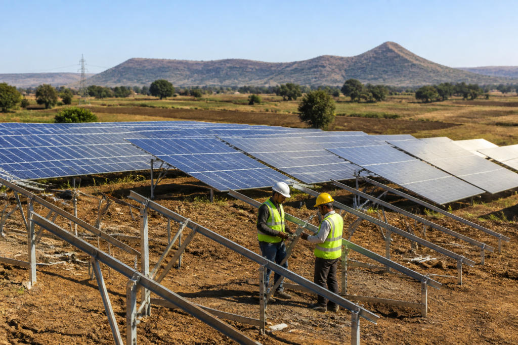 Solar EPC contract project with ground-mounted panels in Maharashtra