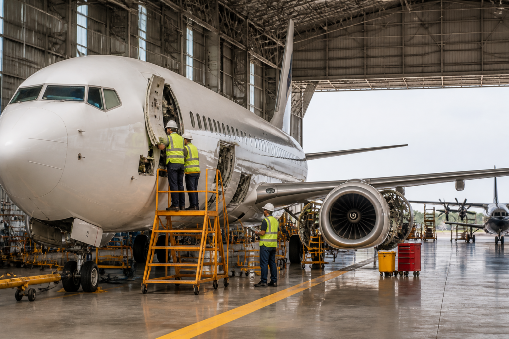 GMR Aero Technic partnership supporting aircraft maintenance at a Hyderabad aviation facility