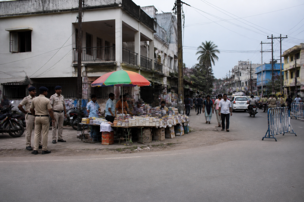 Bongaon bookstall dispute outside a party office, illustrating roadside public-space regulation