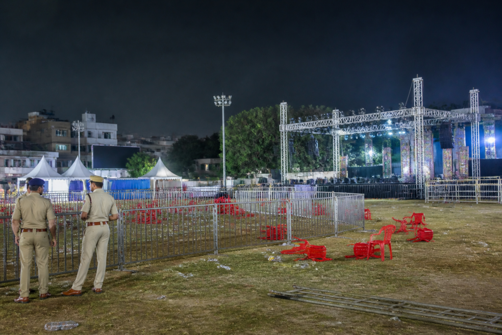 Durg garba event venue at Civil Lines hockey ground during a police investigation