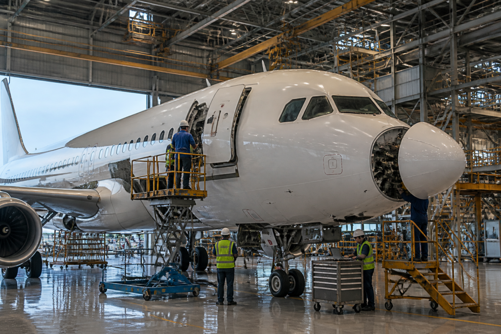 GMR Aero Technic aircraft maintenance facility supporting aircraft MRO work in Hyderabad