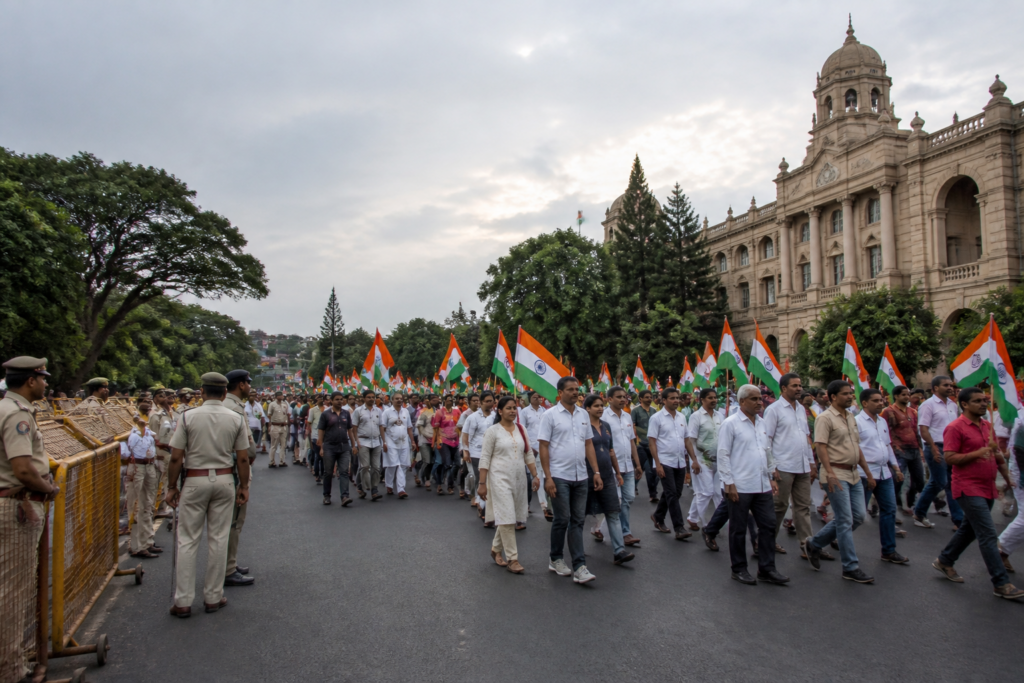 CJP Tiranga march in Bengaluru under police restrictions near Town Hall