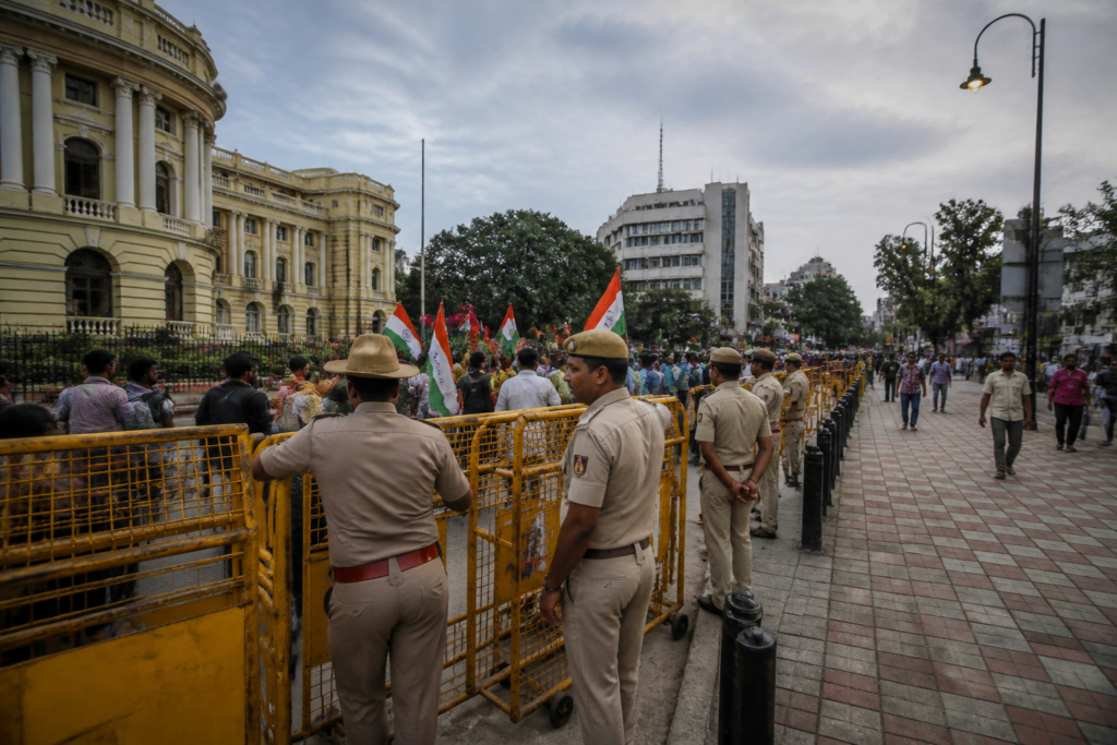 Bengaluru Tiranga March organisers near a city protest venue