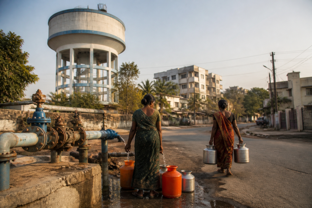 Baramati water supply infrastructure serving neighbourhoods in Pune district