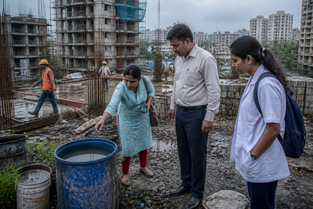 Pune construction site inspected during the city's dengue-control drive