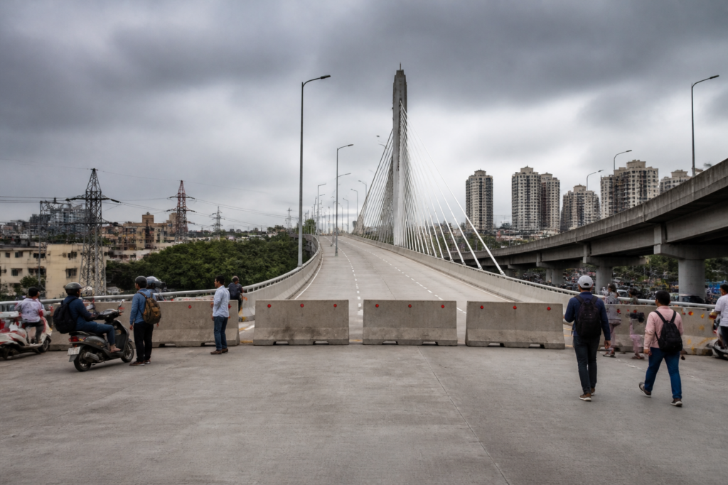Mumbai bridges opening, showing the completed Sion bridge awaiting public access