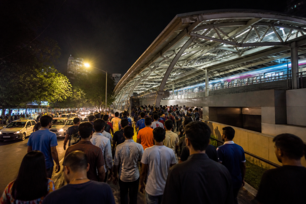 Namma Metro train serving late-night Bengaluru match spectators