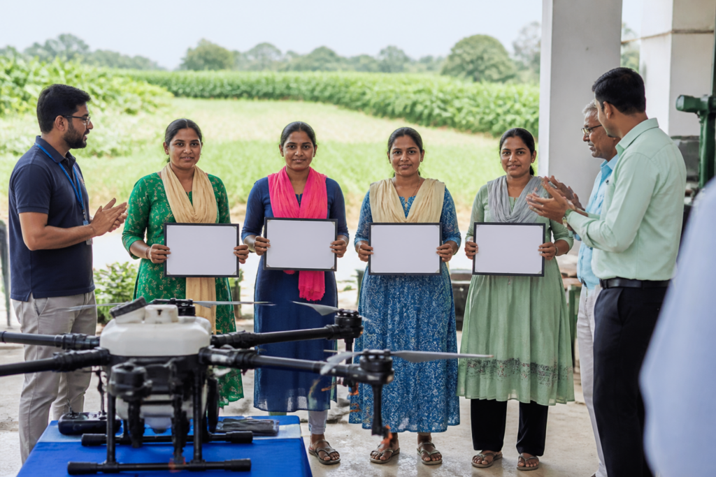 Agricultural drone training graduates at IIT Hyderabad receiving certificates