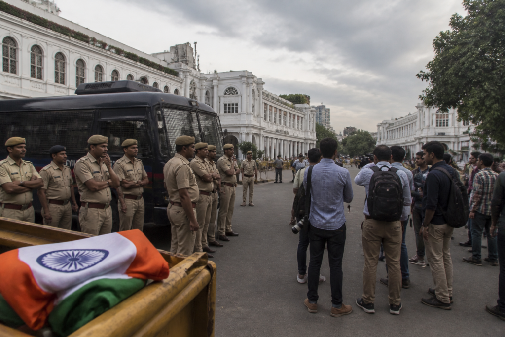 Delhi Police detention of CJP founder Abhijeet Dipke before a Connaught Place march