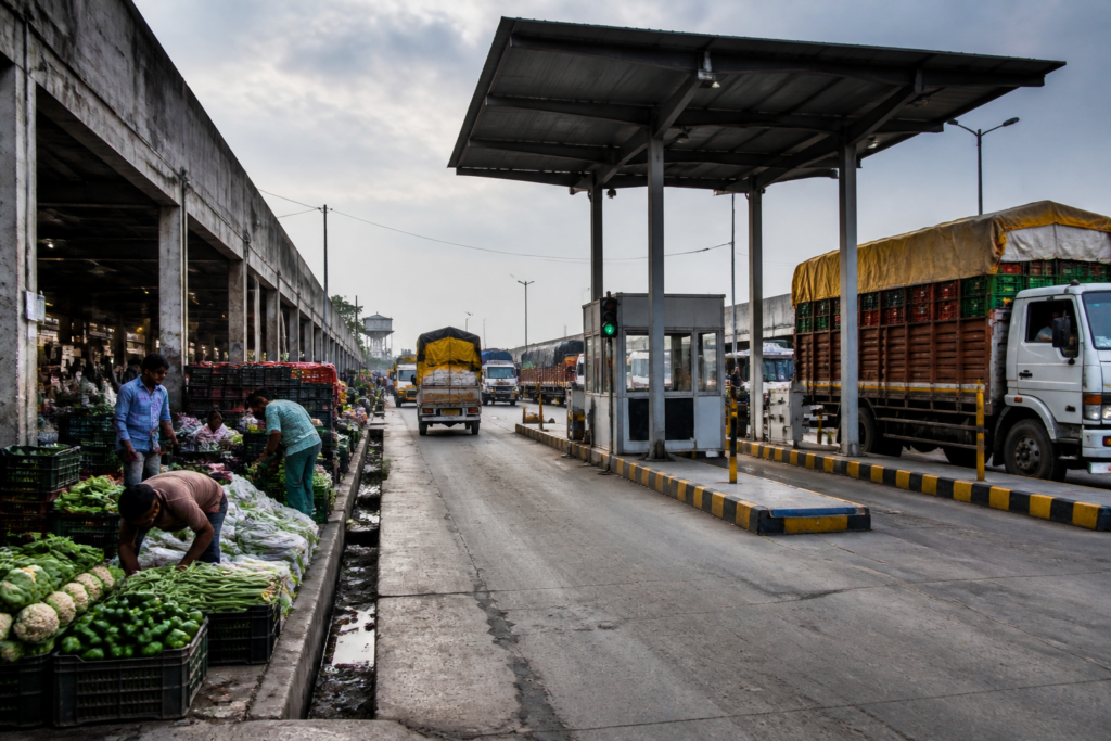 Delhi agricultural markets with produce vehicles and upgraded wholesale market infrastructure