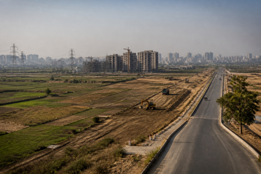 Delhi land pooling policy area planned for new housing and roads near UER-2