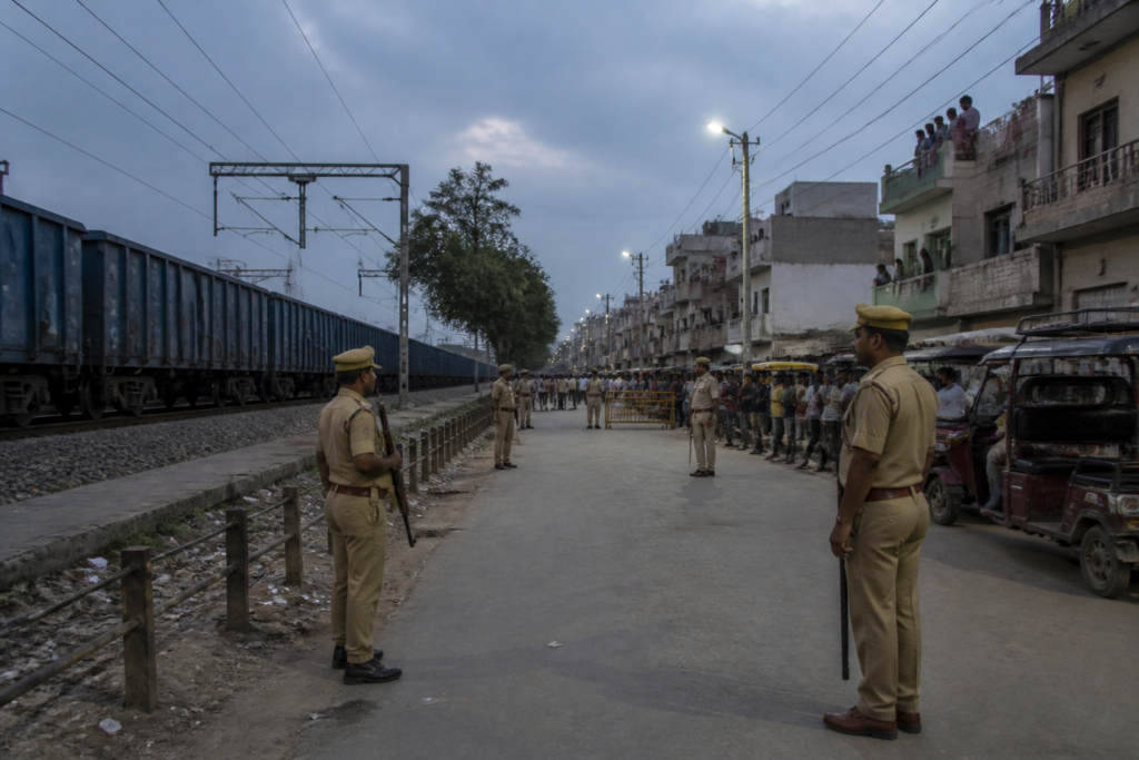 Police deployment in Mangal Vihar Colony amid reported Modinagar tension
