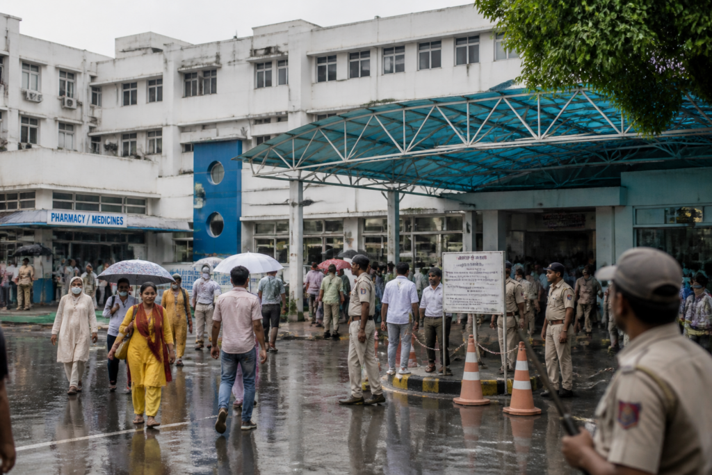 GTB Hospital in Delhi, where an infant was allegedly abducted near the pharmacy