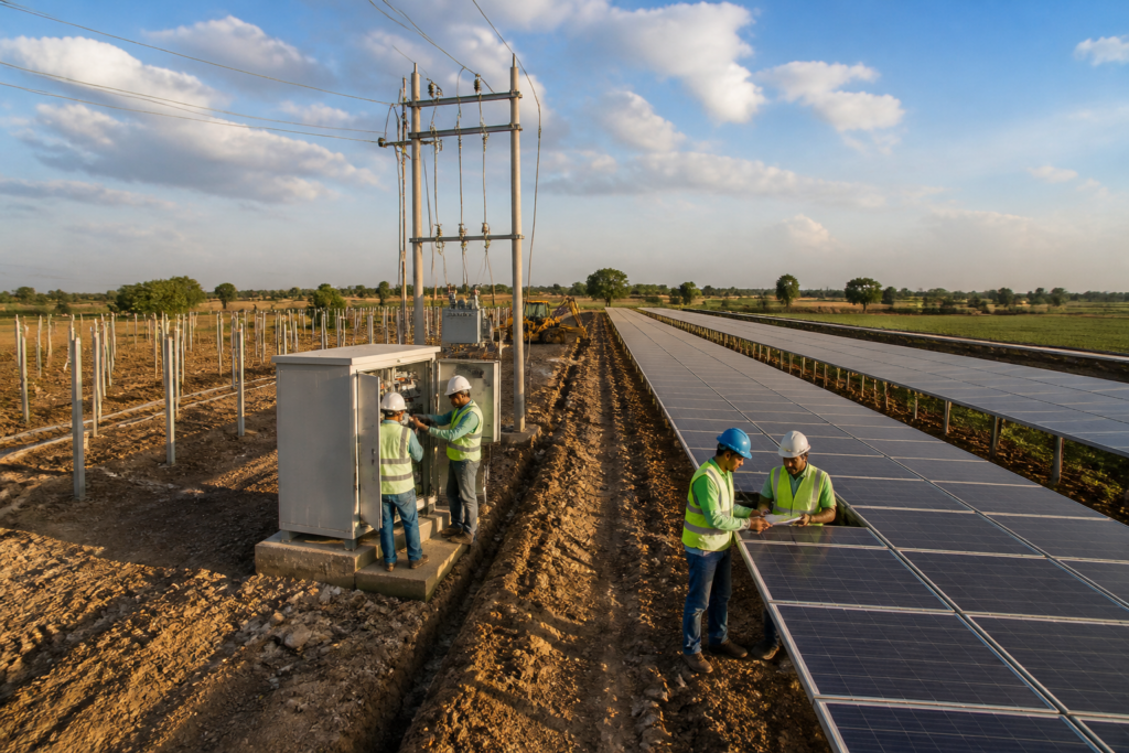 Ground-mounted solar projects under a Maharashtra solar EPC contract