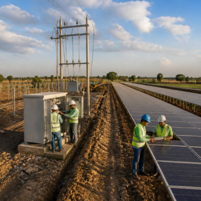 Ground-mounted solar projects under a Maharashtra solar EPC contract