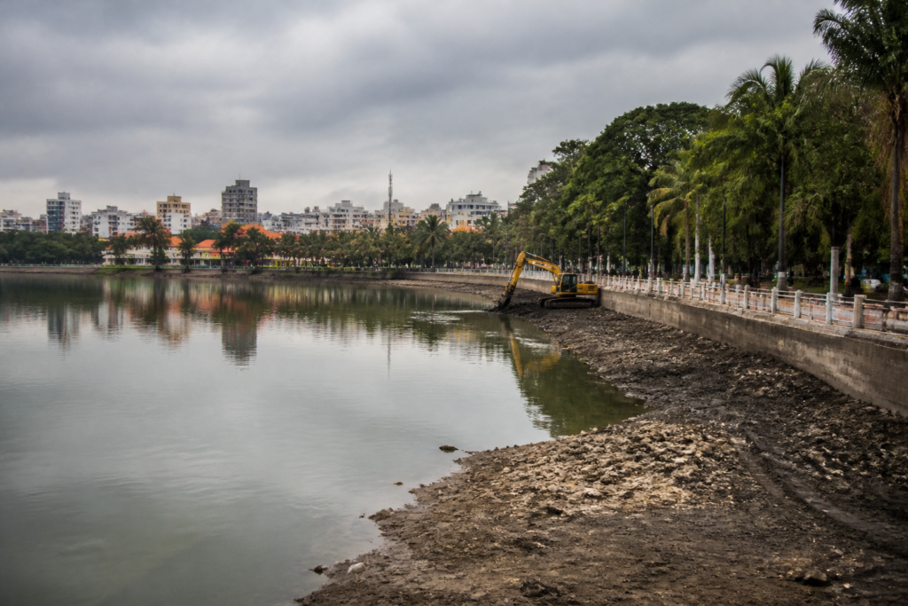 Ulsoor Lake project site showing the Bengaluru lake and its surrounding civic infrastructure