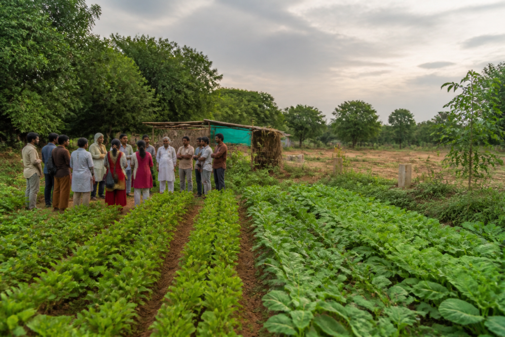 Auroville organic farm landscape associated with the disputed Annapurna land transfer proposal