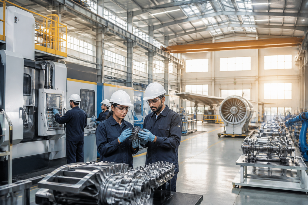 Telangana super alloys facility concept with advanced aerospace manufacturing equipment