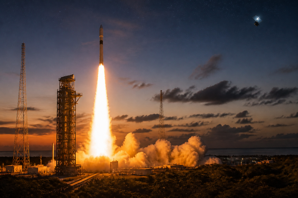 Skyroot Aerospace rocket carrying an orbital mirror satellite into space