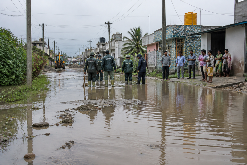 Hunsur flooding in Manjunatha Layout after heavy rain