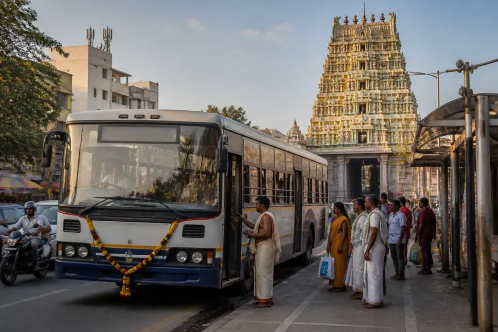 Hyderabad temple tour buses serving devotees across four city temples during the festive season