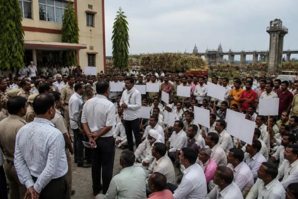 Farmers protesting over Nira Left Canal water supply in Baramati