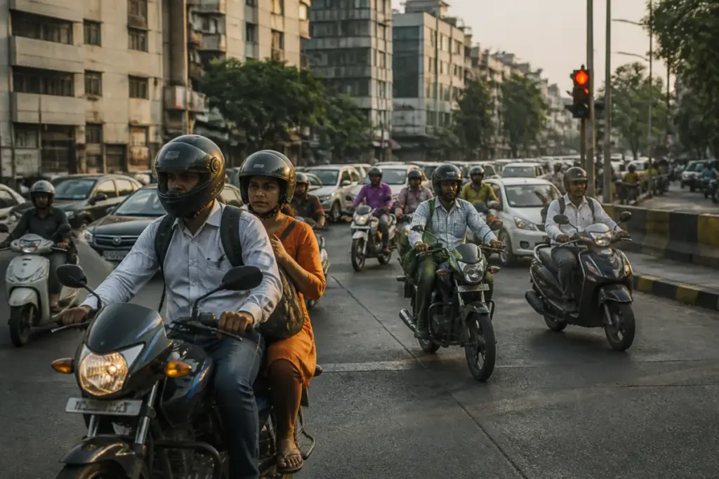 Pune Rapido bike taxi riders on a city road under transport regulation scrutiny
