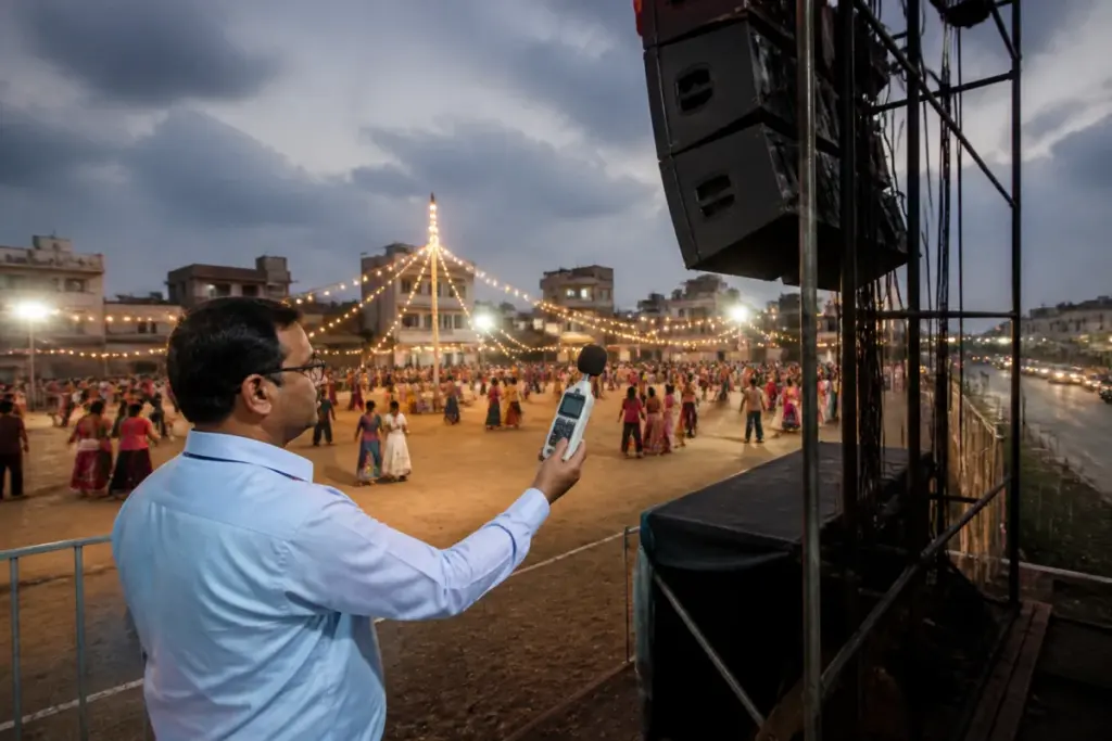 Veraval garba venue facing sound-level monitoring under a Gujarat High Court order