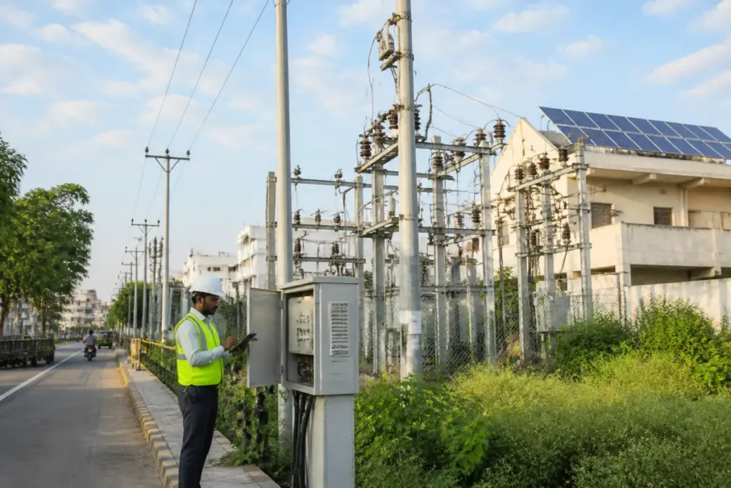 TGNPDCL power distribution network with digital grid monitoring and rooftop solar in Telangana