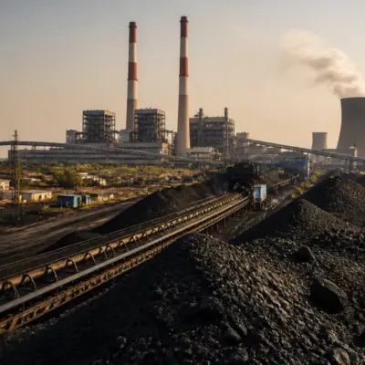 Telangana coal stocks at a thermal power plant with coal handling infrastructure