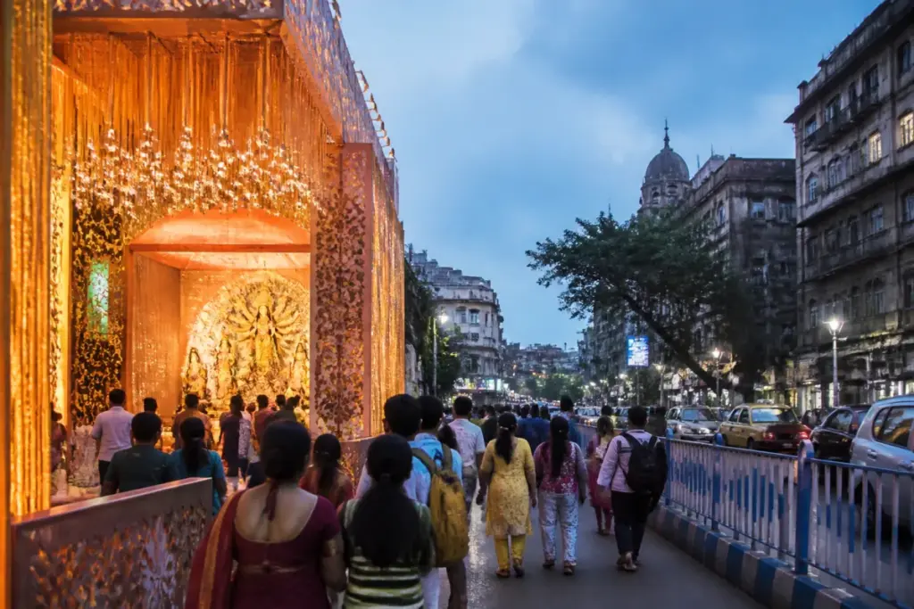 Muhammad Ali Park Puja pandal on a Kolkata roadside after seven years without the park