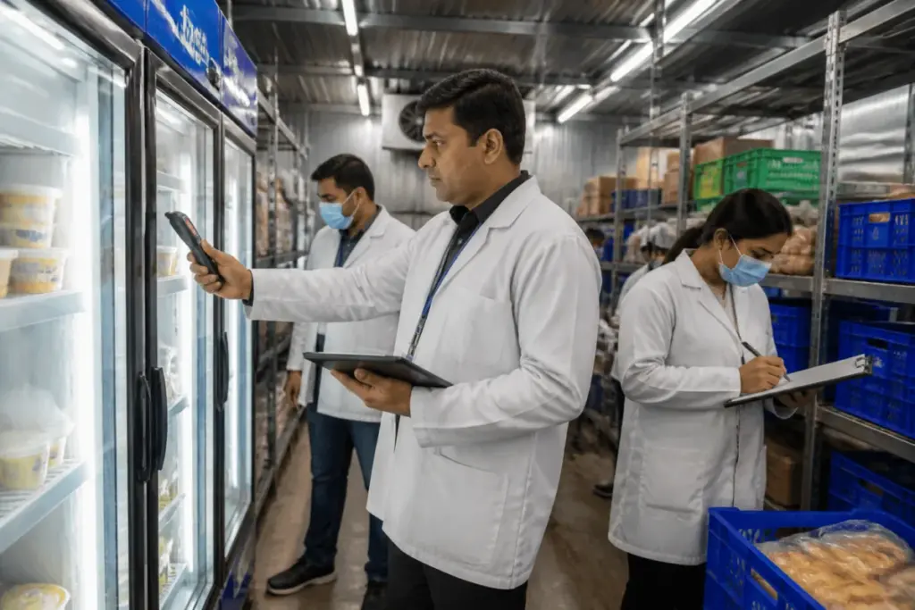 Delhi food safety raid at an online food storage facility
