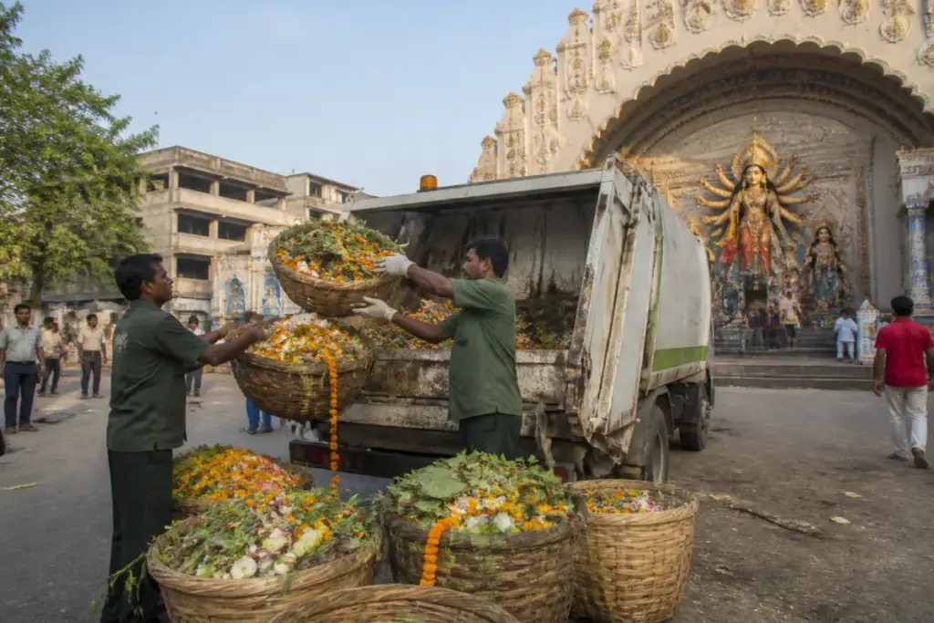 JNAC vehicles for the Jamshedpur flower waste drive during Durga Puja