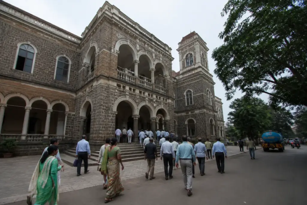 Pune Municipal Corporation building during a debate over drought aid and water supply