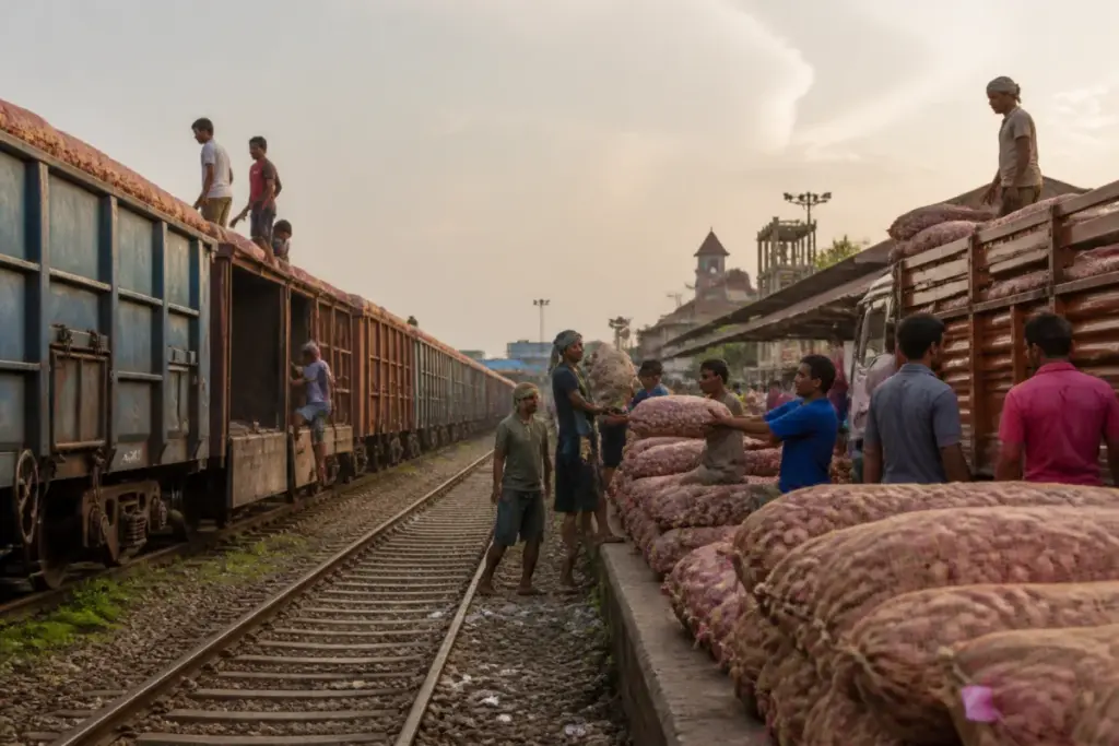 Kanda Express Tripura onion consignment being moved for festive-season distribution
