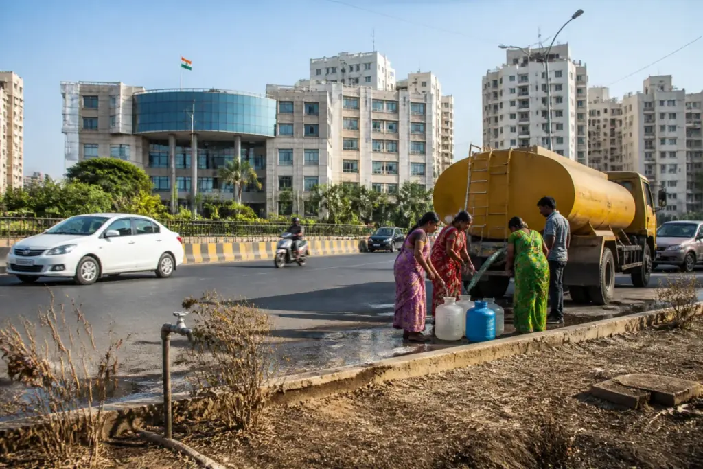 Pimpri-Chinchwad water cut and PCMC headquarters amid supply restrictions