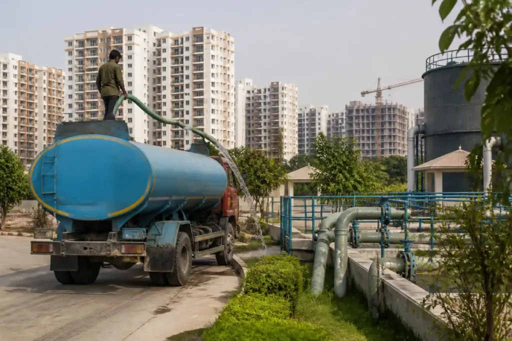 Hyderabad green tanker service using treated water from a sewage treatment plant