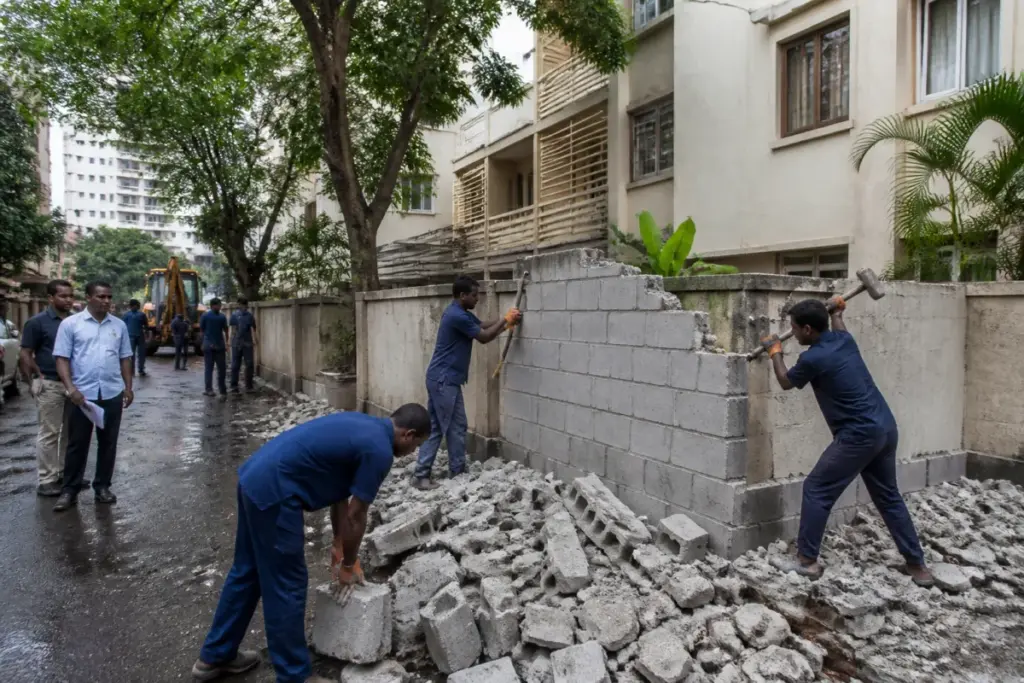 BMC bungalow demolition site in Mumbai’s Juhu neighbourhood