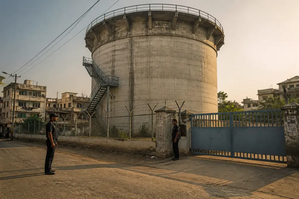 Ahmedabad water tank security at a municipal water distribution centre