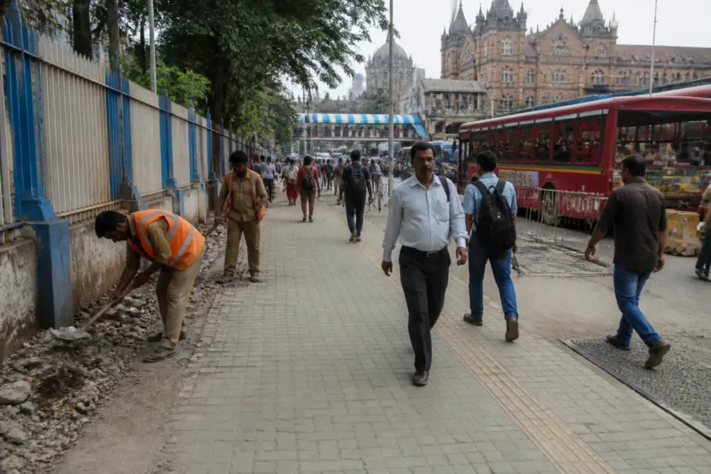 Mumbai footpaths cleared during the BMC’s pedestrian safety campaign